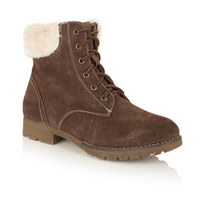 Lotus Brown leather 'Vardy' lace up ankle boots